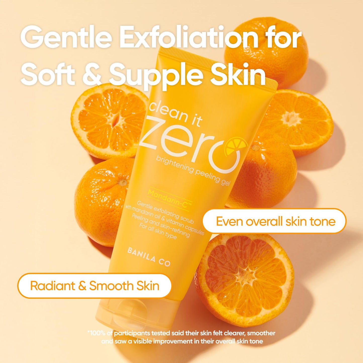 BANILA CO Clean it Zero Brightening Peeling Gel | Gentle Exfoliating Scrub with Mandarin Orange Extract, Korean Skincare for Smooth & Radiant Skin (120ml / 4.05 fl.oz)