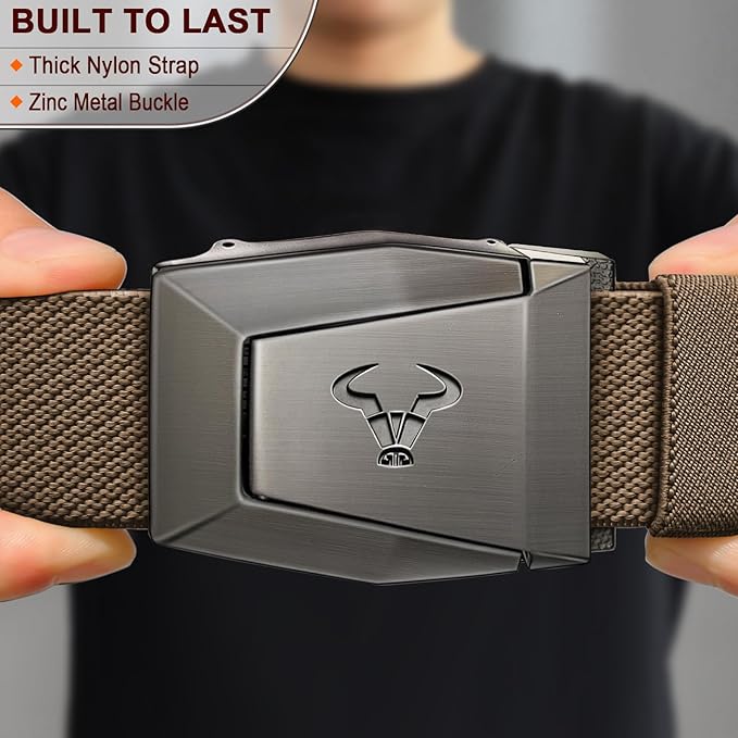 BULLIANT Men Belt 2 Pack,Nylon Web Holster Belt Stretch for Gift Men Outdoor Work Sports Hunting Hiking,Quick Release