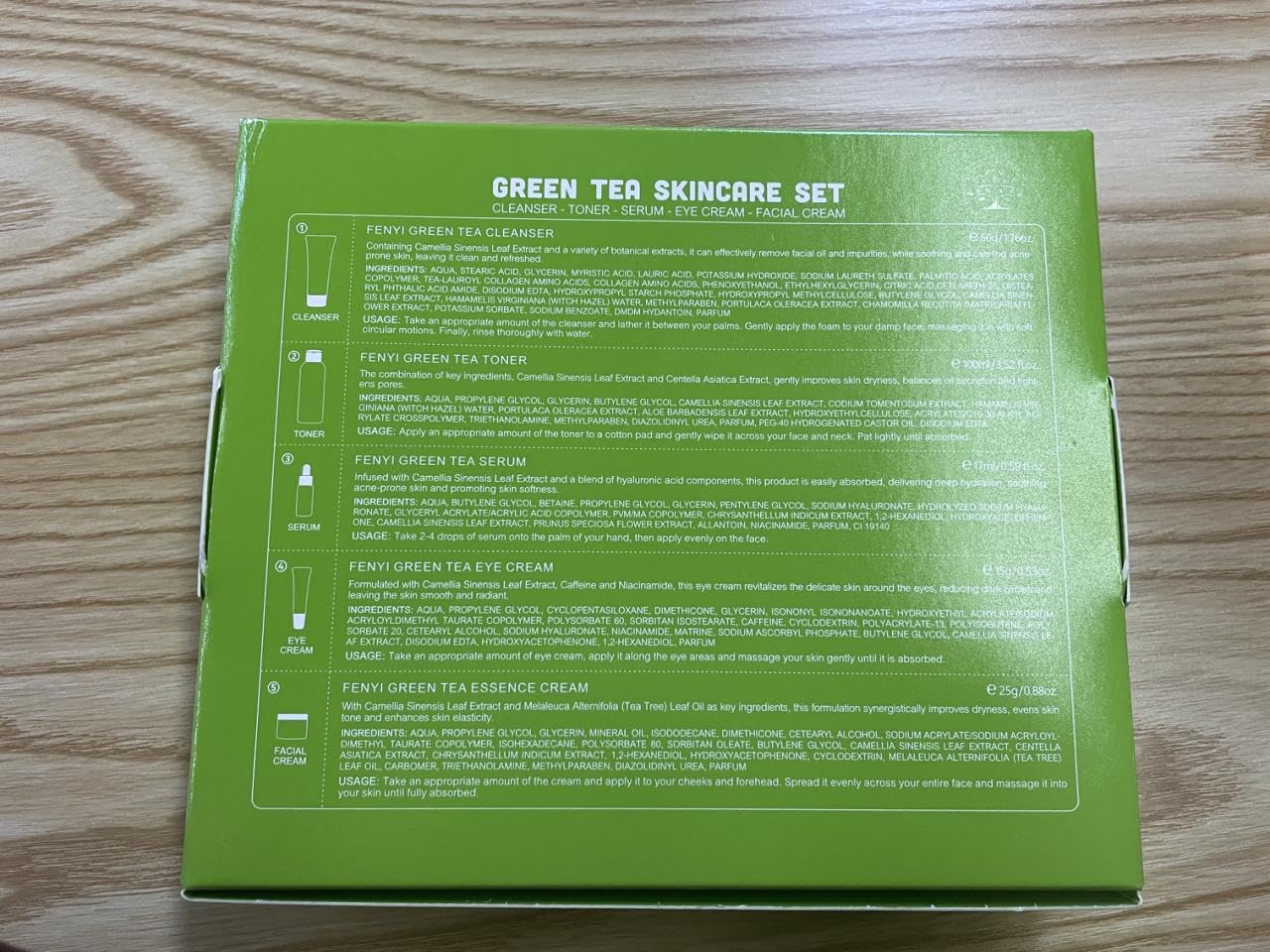 Green Tea Skincare Set, 5 Pcs Skincare Gift Set with Cleanser, Face Serum, Face Cream, Eye Cream, Toner , Skincare Kits For Teen Girls, Hydrating Facial Kit For Women