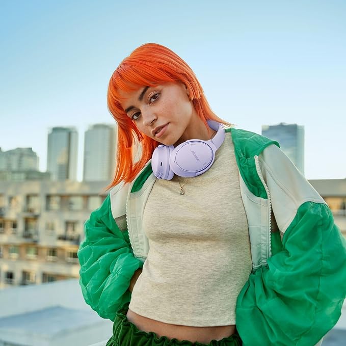 Bose QuietComfort Bluetooth Headphones, Wireless Headphones with Active Over Ear Noise Cancelling and Mic, Deep Bass, Up to 24 Hours of Playtime, Chilled Lilac - Limited Edition Color