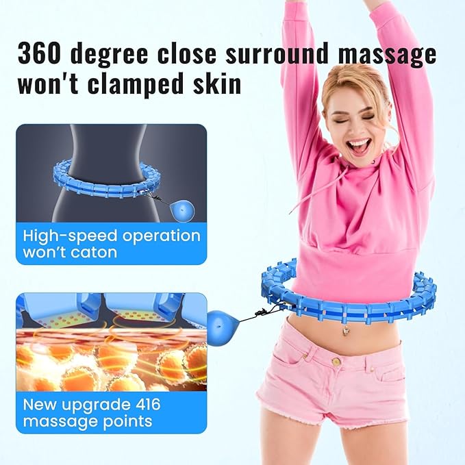 65inch 32 Knots Plus Size Quiet Weighted Hula Infinity Fitness Detachable Hoops Smart Silent Infinity Hula for Women 2 in 1 Waist and Abdominal Workout Hoop