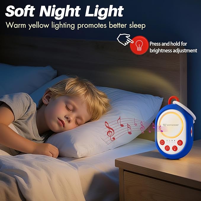 2025 Mom's Choice Awards | White Noise Sound Machine Baby with Night Light, 20 Soothing Sounds, 22 Hours Battery Life, Travel, Registry Gift, Shower, Clips on Baby Stroller (Blue)