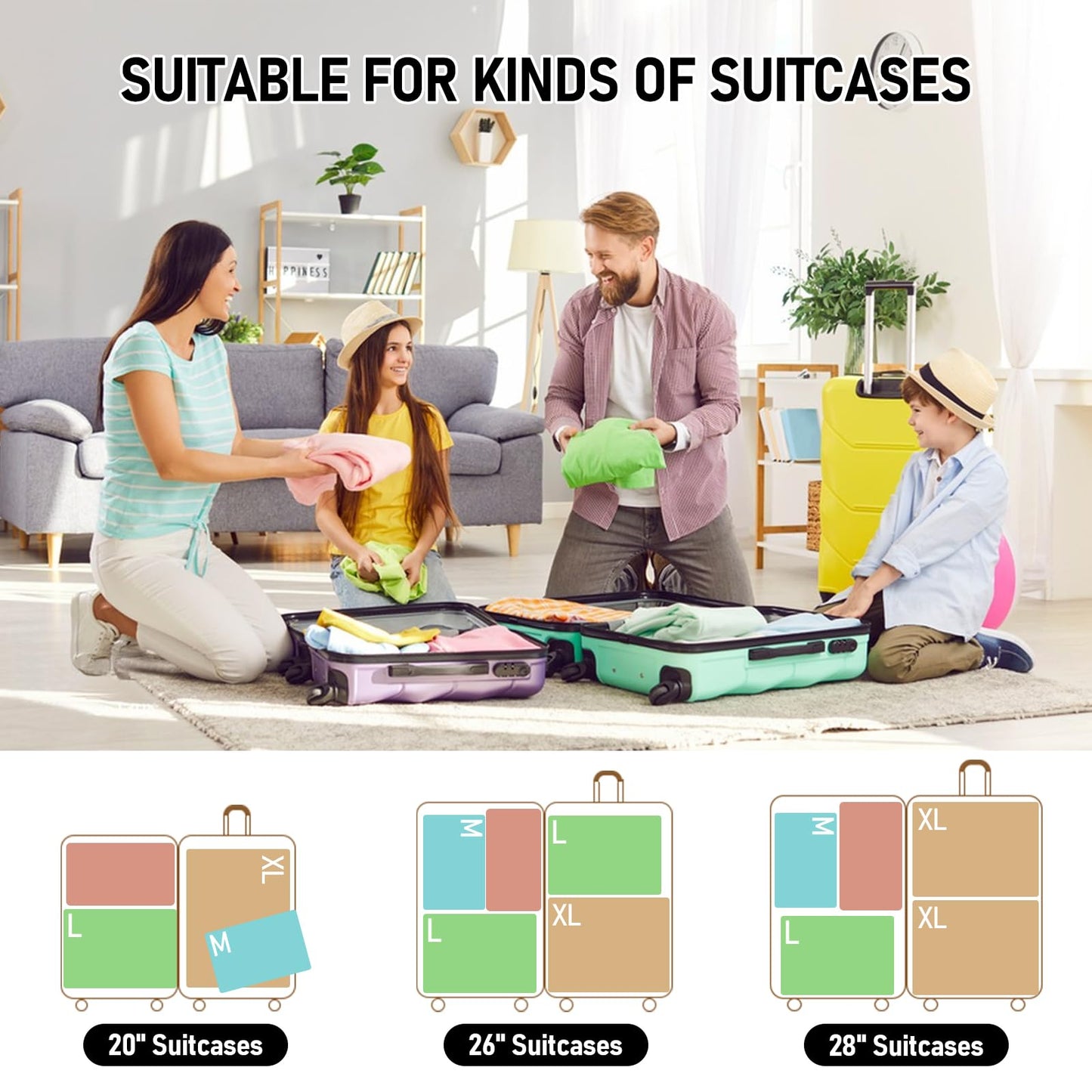 Lemoobolsa 5 Set Packing Cubes For Travel Essentials, Luggage Packing Organization Cubes Suitcase Organizer Bags Set For Luggage Travel Packing Cubes For Suitcases Durable (5 Pcs, Black)