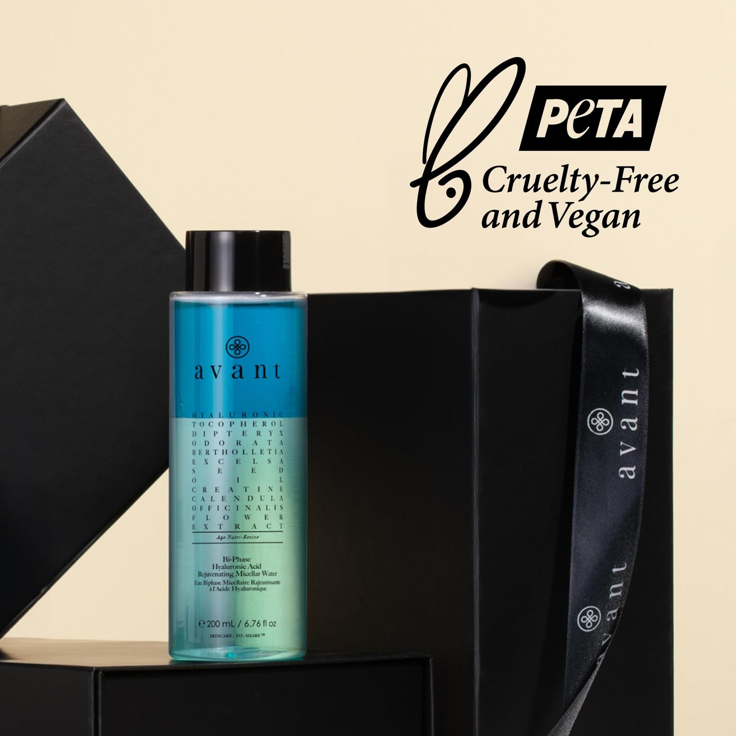 Avant | Bi-Phase Hyaluronic Acid Rejuvenating Micellar Water | 1x 6.76 fl oz | Anti-Ageing, Brightening, Helps Reduce Wrinkles & Improve the Appearance of Sagging Skin & Uneven Skin Tone