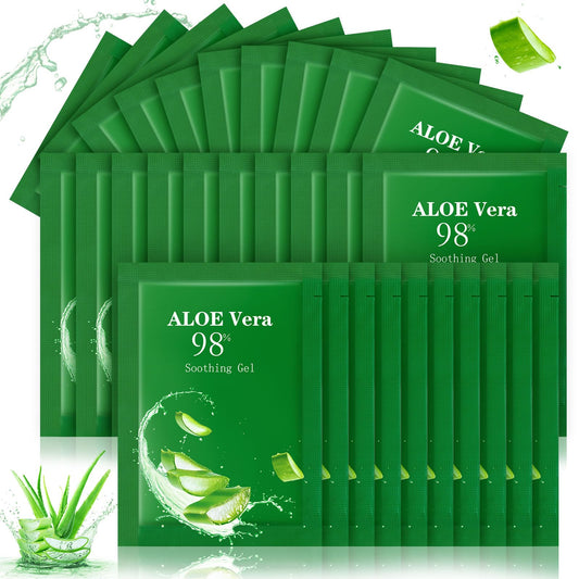 Siifert 30 Pcs Aloe Vera Gel Bulk Travel Size Soothing Gel 98% Organic Aloe Vera Moisturizer for Skin and Hair Face Moisturizer for Sunburns Relief, Razor Burns, DIY Skincare