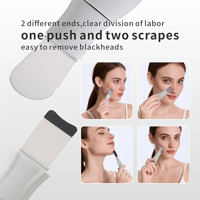 Blackhead Remover Tool,Silicone Face Scrubber, 2 in 1 Nose Scraper for Deep Cleansing,Skin Scrubber Face Spatula, Nose Blackhead Remover, Pore Cleaner Skin Care Tool for Men and Women (Light Gray)