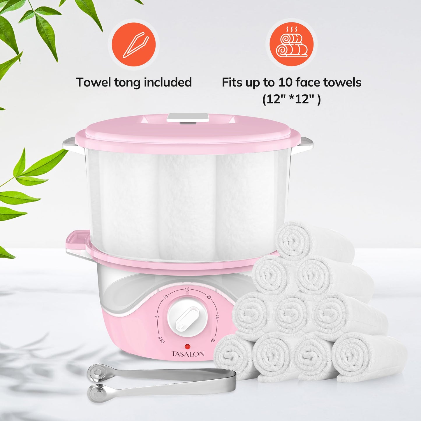 TASALON Pink Hot Towel Steamer for Facials, 5-Min Quick Heating Towel Warmer Machine, Portable Spa Salon Equipment with Aromatherapy for Massage