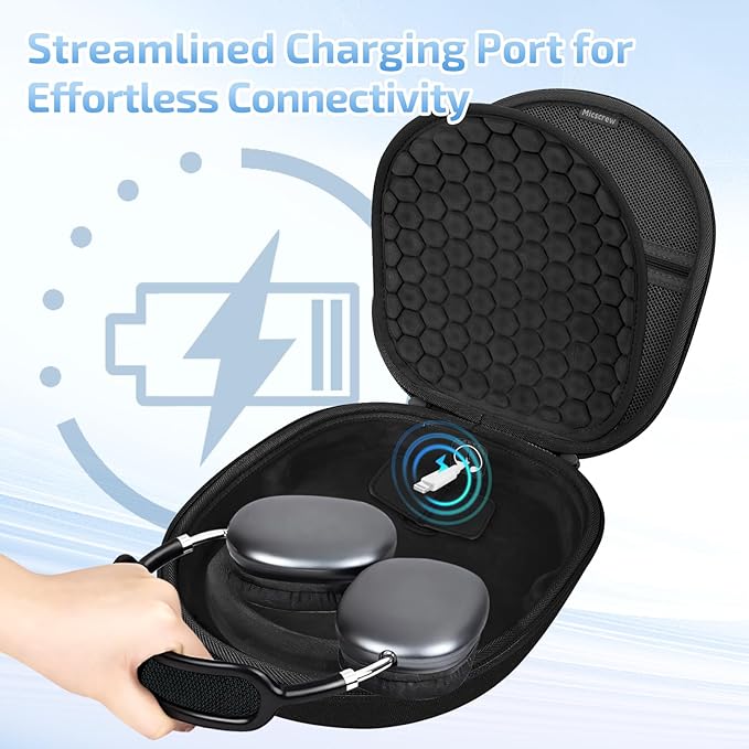 AirPod Max Case with Sleep and Charging Support, AirPods Max Accessory Compatible with Apple AirPods Max Wireless Over-Ear Headphones, Travel Portable Airpod Max Case(Black)