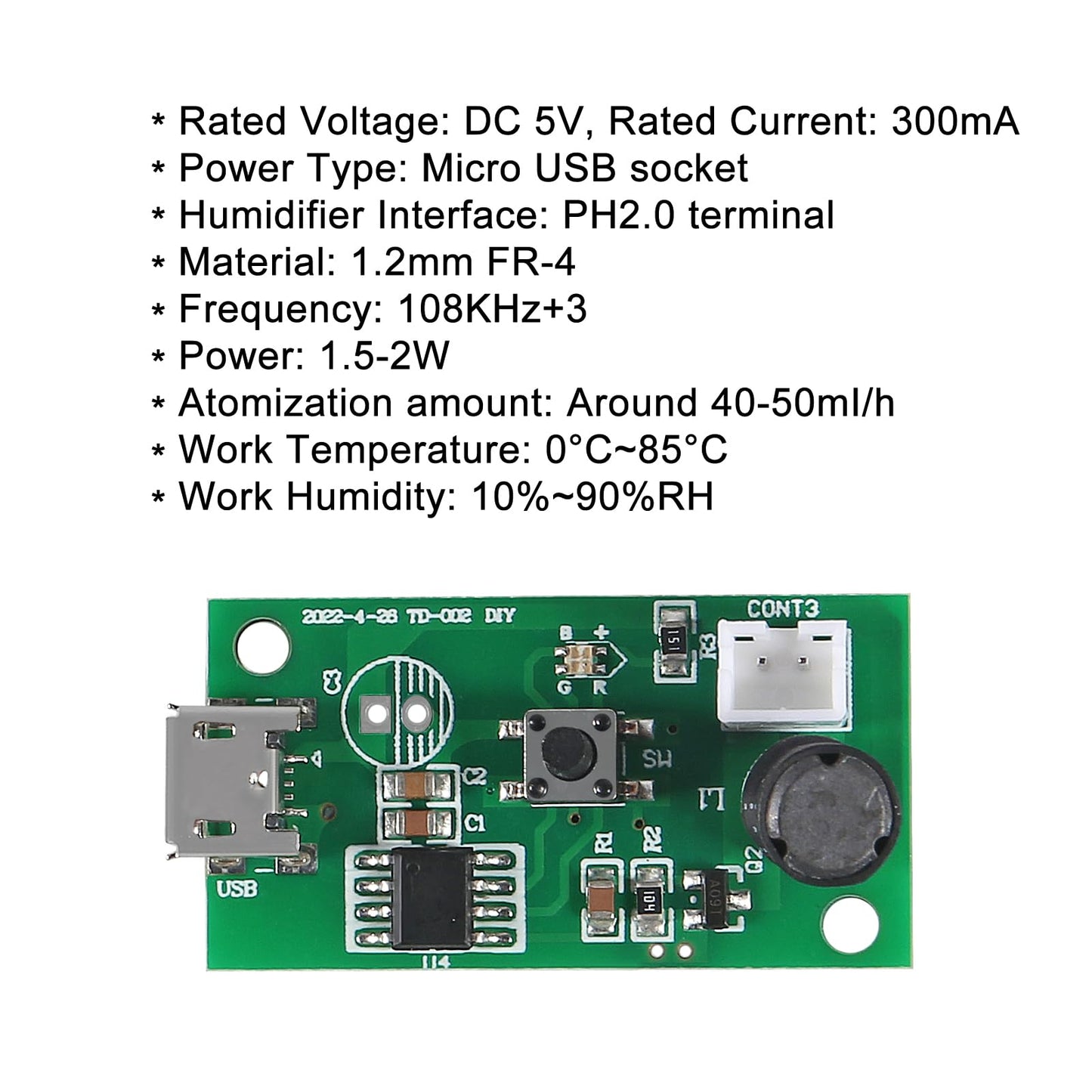 DWEII 4Pcs USB Humidifier Module USB Spray Module Circuit Board Atomization Module 5V Atomization Plate Circuit Board Atomization Module Atomizer DIY Incubation Experimental Equipment