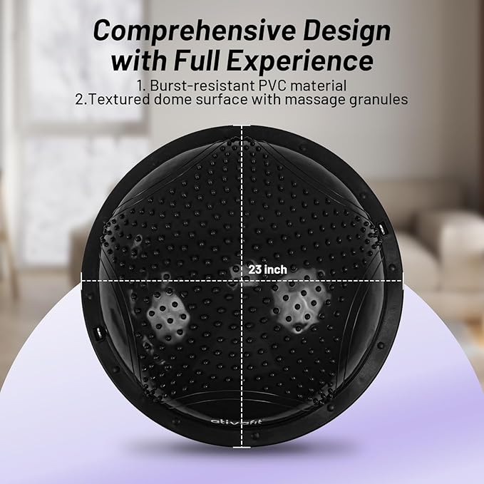 ATIVAFIT Half Exercise Ball with Massage Granules, resistance Bands Balance Ball Balance Trainer for Home Gym Full Body Workouts Half Ball Balance Trainer For Men Women