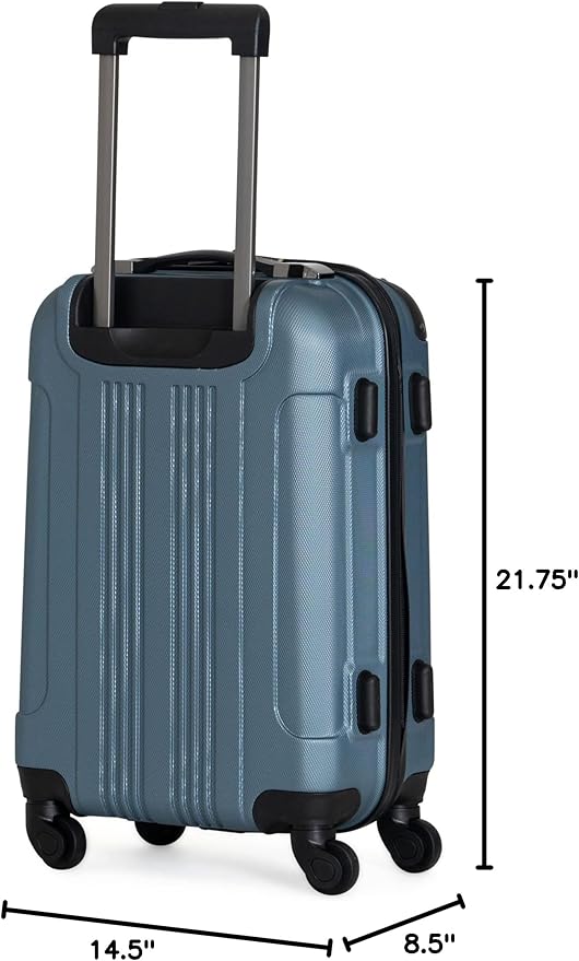 Kenneth Cole REACTION Out of Bounds Lightweight Hardshell 4-Wheel Spinner Luggage, Granite Blue, 20-Inch Carry On