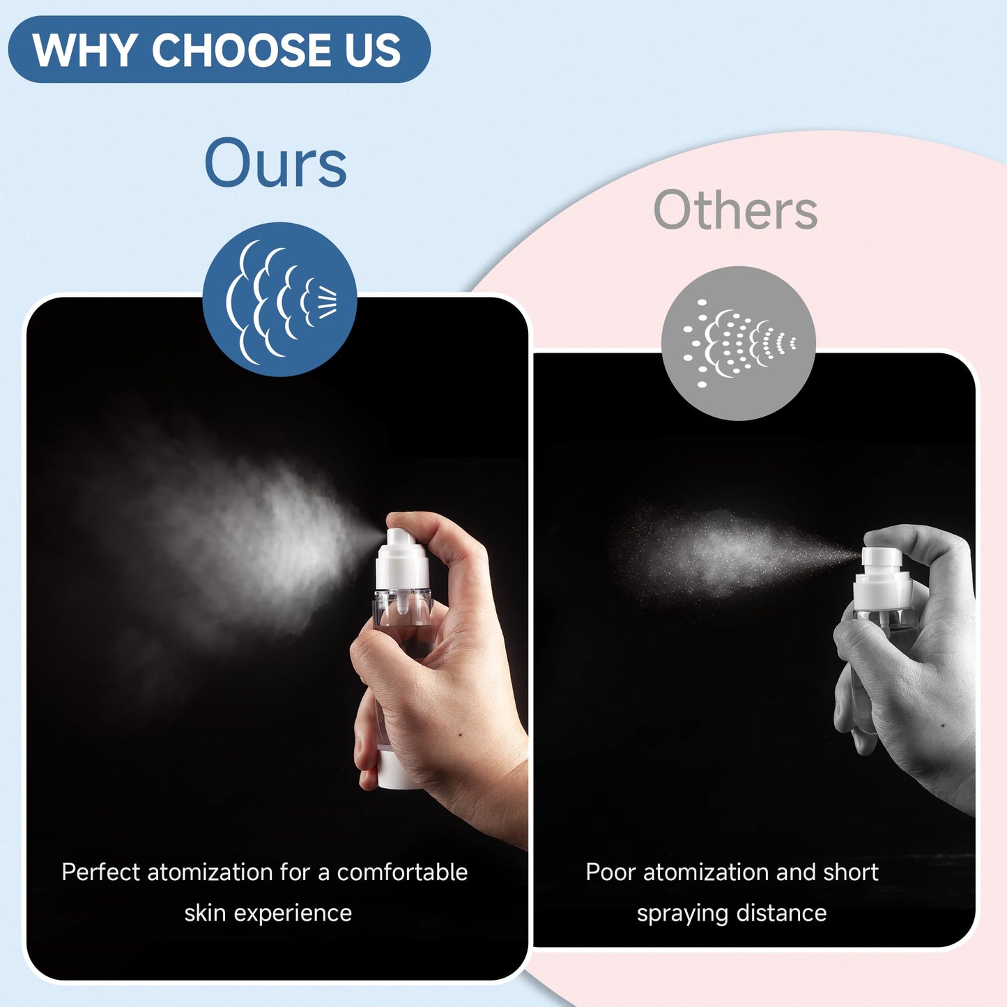 GIVITASOT 1OZ/30ML Airless Pump Small Spray Bottle, 6 Pack Vacuum Travel Spray Bottle, Fine Mist Mini Bottle for Toner Perfume Makeup Water Liquid Makeup Tool