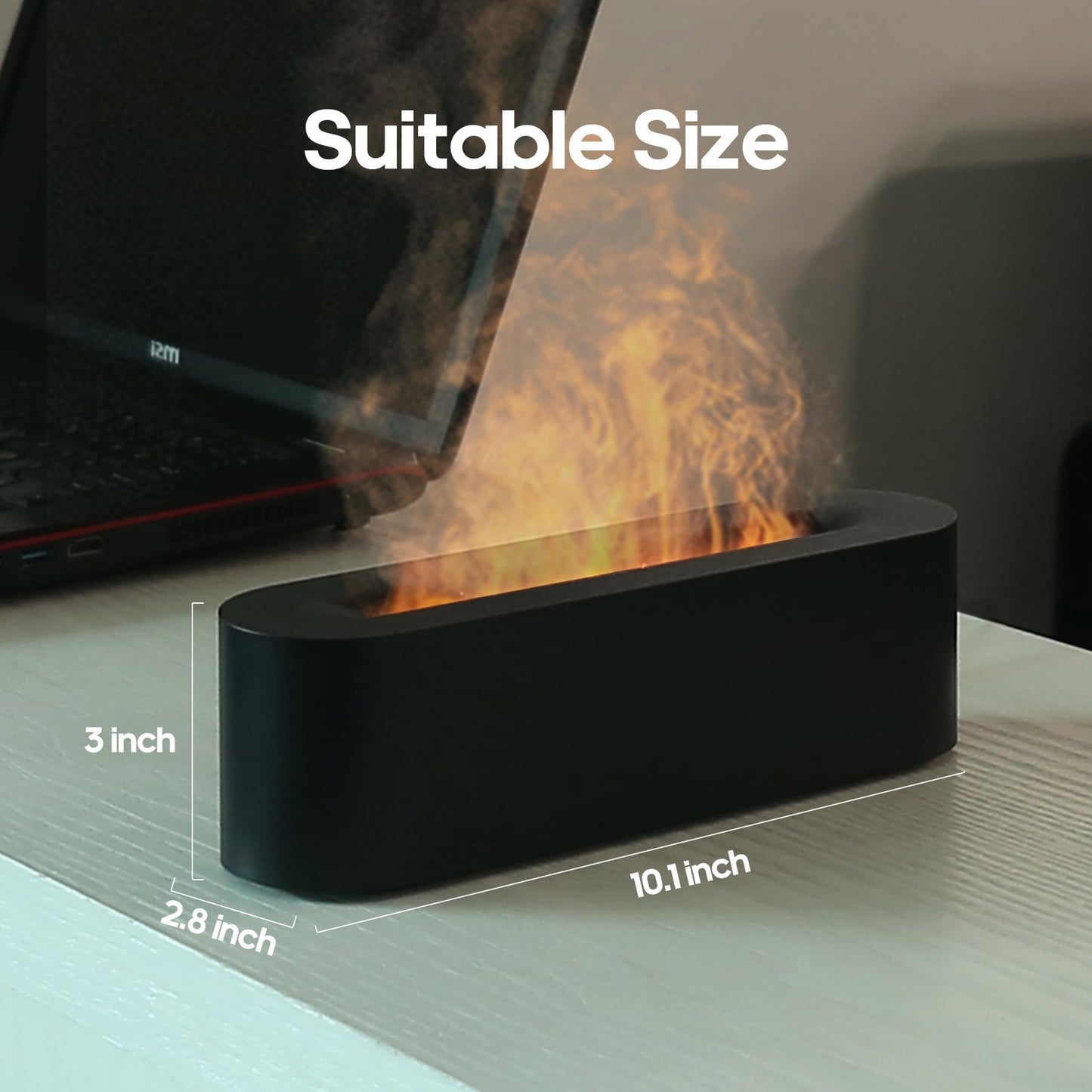 Essential Oil Diffusers,Flame Colorful Water Vapor Fire Fireplace Humidifier for Aromatherapy Aroma Therapy Machine Room Bedroom,Black Flame Diffuser for Essential Oils