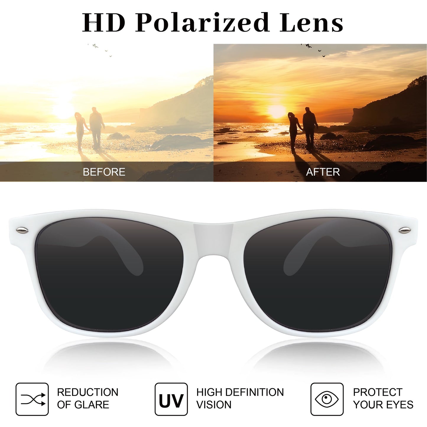 Mr&MrsGifts Honeymoon Essentials Hubby and Wifey Polarized Sunglasses Wedding Sunglasses for the Couple Groom Sunglasses Engagement Gift(HW-S)