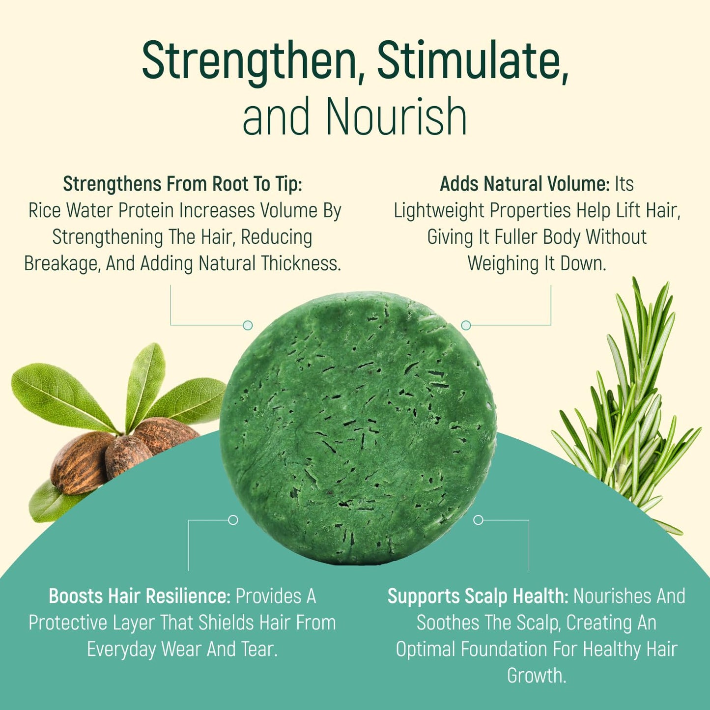 BAMBOEARTH Solid Rice Protein Water Shampoo Bar With Conditioner Effect Hair Soap – Shampoo Bars For Hair With All Natural Plant Based Essential Oils And Zero Waste Packaging (Rosemary)