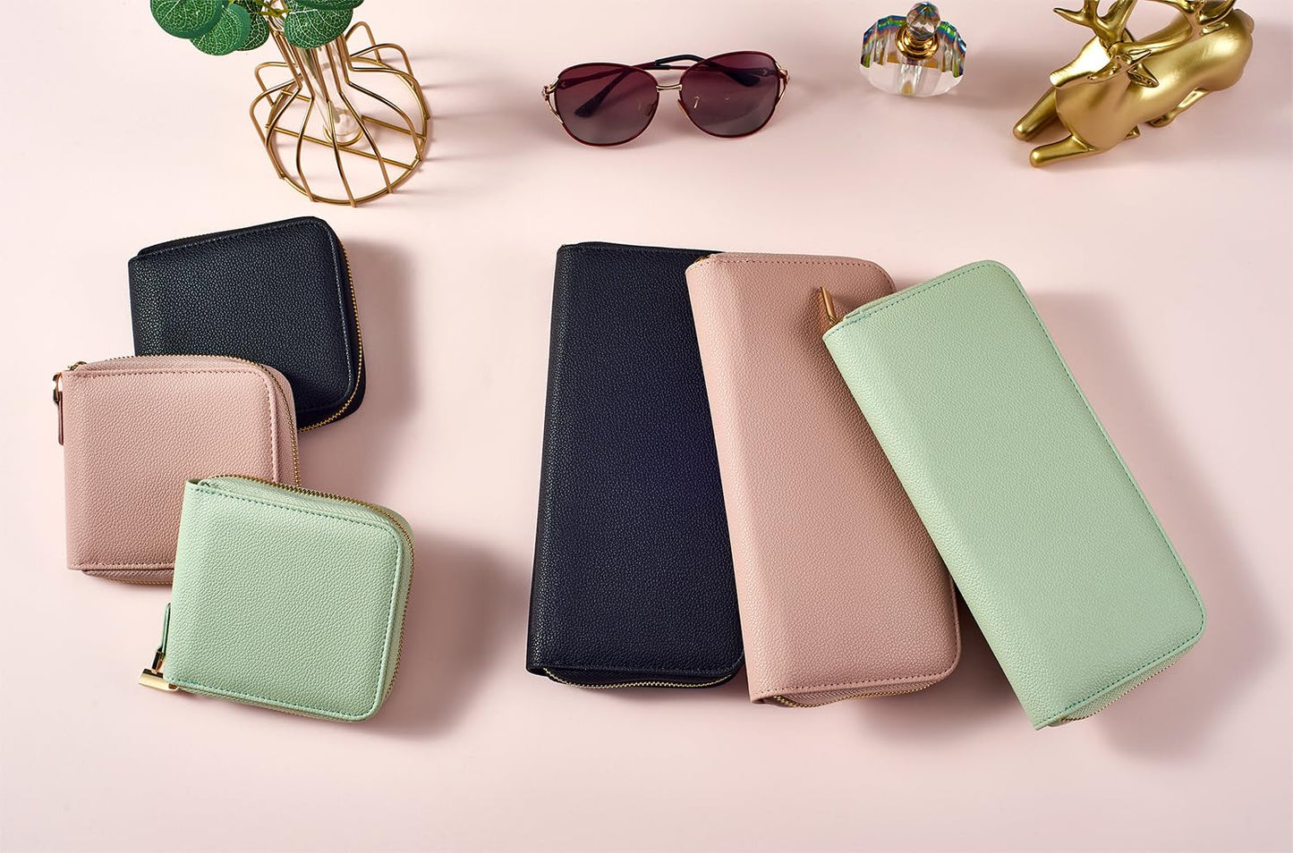 FEMIECHO Travel Jewelry Organizer Case - for Tangle-Free Necklaces, Earrings, Rings, Bracelets Storage, Travel Essentials, Fashion Portable Jewelry Travel bags for Women - Medium Macaron Green