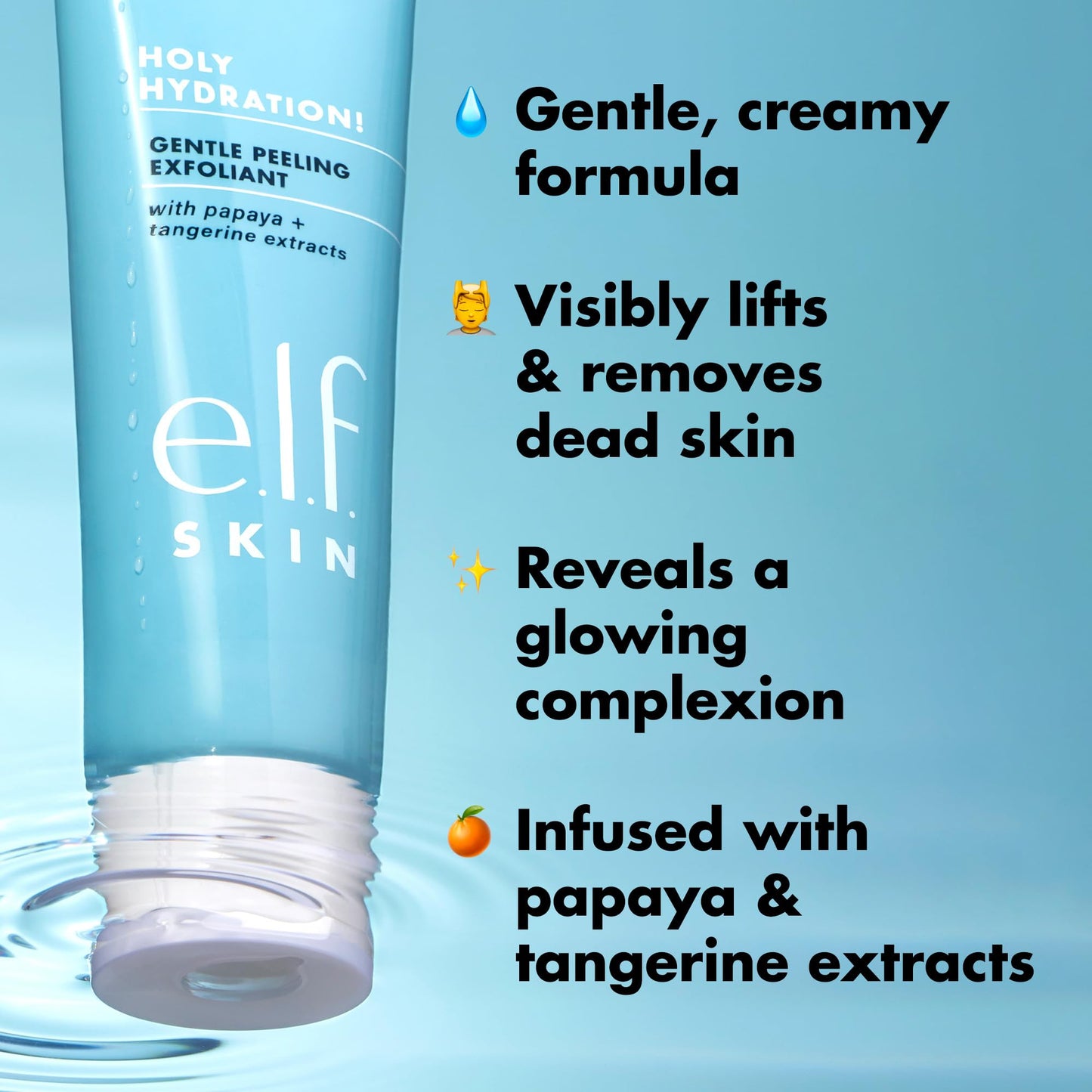 e.l.f. SKIN Holy Hydration! Gentle Peeling Exfoliant Mini, Effective Cleanser, Easy to Apply, Peels Away Dead Skin, Removes Dirt, Ideal for All Skin Types