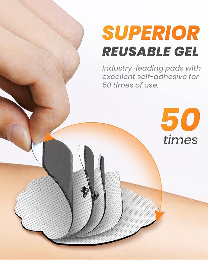 20-Pack TENS Unit Replacement Pads, Long-Lasting Snap Electrodes for 50 Times of Use per Pad, Latex-Free TENS Pads Set Compatible with TENS EMS Devices Using 3.5mm Button Lead Wires