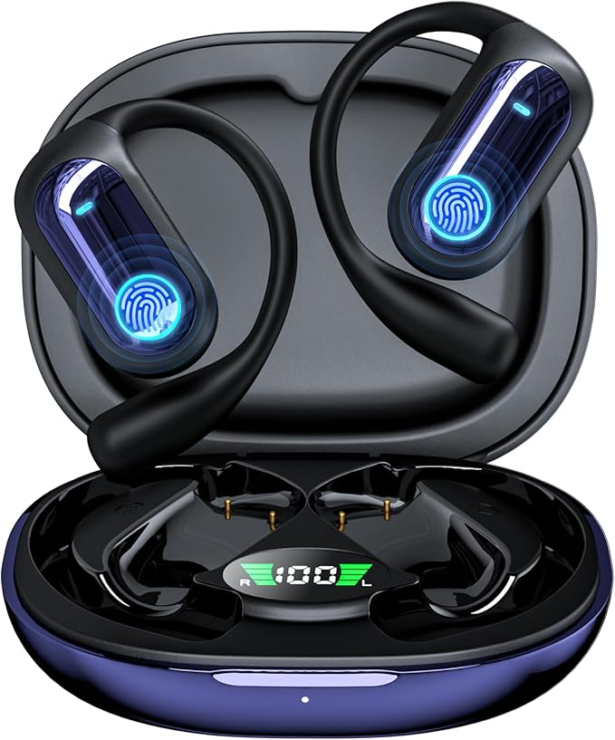 AI Smart Translation Earbuds Bluetooth 5.4-168 Languages Real-Time Translator Headphones with OWS LCD Touch Screen, 50H Playtime for iOS/Android - Fit for Travel, Business, Learning, Royal Blue