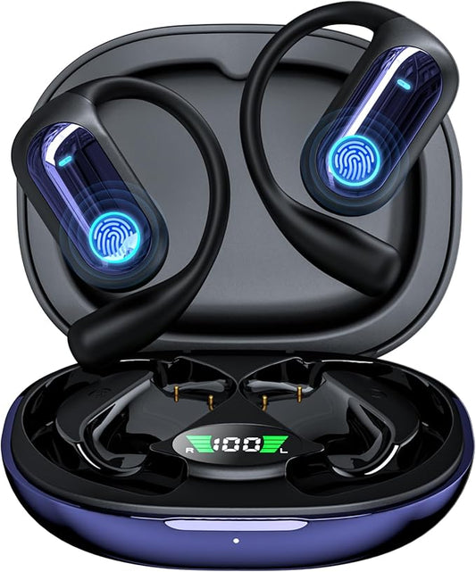 AI Smart Translation Earbuds Bluetooth 5.4-168 Languages Real-Time Translator Headphones with OWS LCD Touch Screen, 50H Playtime for iOS/Android - Fit for Travel, Business, Learning, Royal Blue