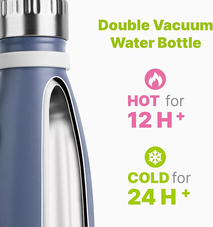 Kids Water Bottle for School-9 oz Stainless Steel Double Wall Vacuum Insulated Sports Water Bottle Reusable Metal Leak Proof Cola Shape Flask for Girls(Royal Blue)