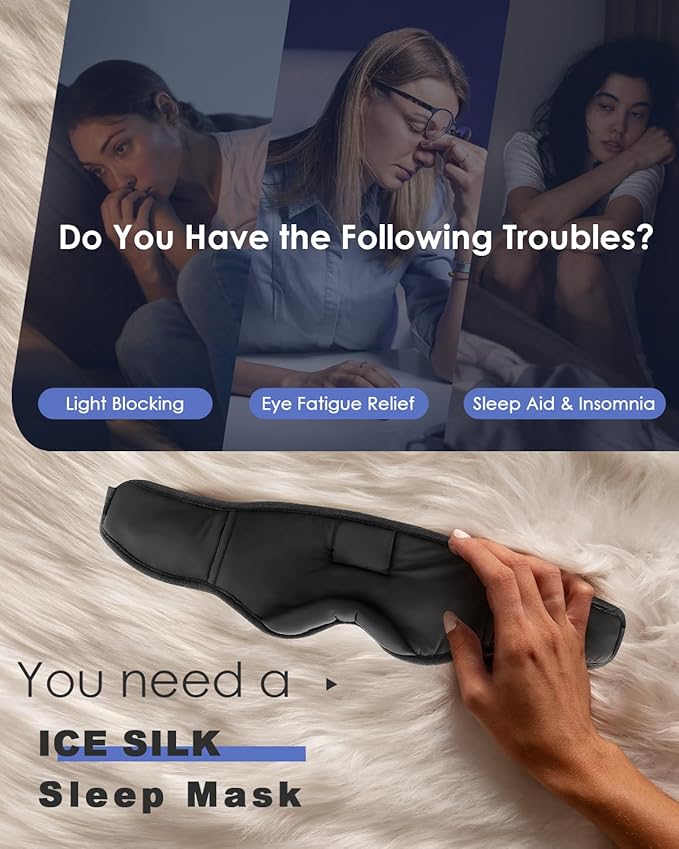 LC-dolida Sleep Headphones, Sleep Mask Bluetooth Wireless Music Eye Mask, Sleeping Headphones for Side Sleepers Sleep Mask with Bluetooth Headphones Ultra-Thin Stereo Speakers Perfect for Sleeping