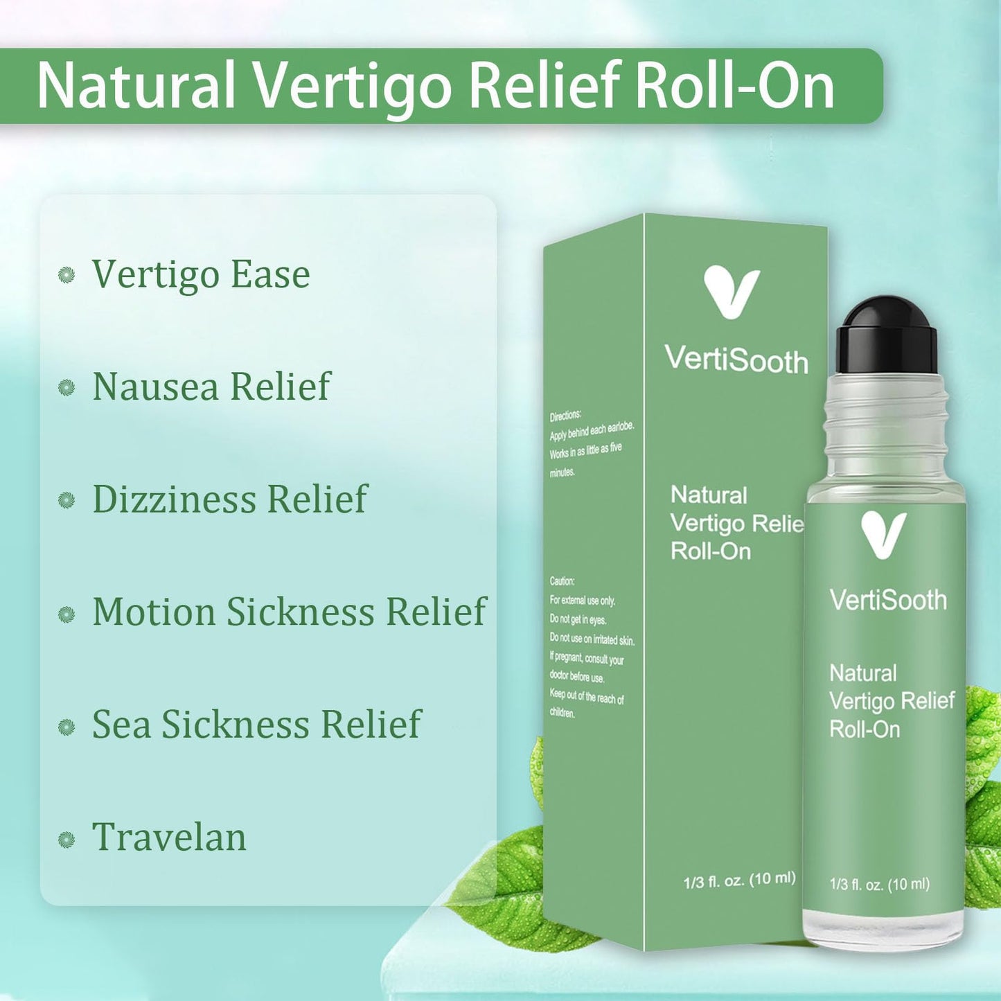 Vertisoothe Anti-Dizzy Roll-On, Natural Vertigo Relief Roll-On, Vertigo and Dizziness Support Roller with Lavender, Ginger, Mint Essential Oil, Easing Nausea, Fast-Acting Combat Travel Sickness (2Pcs)