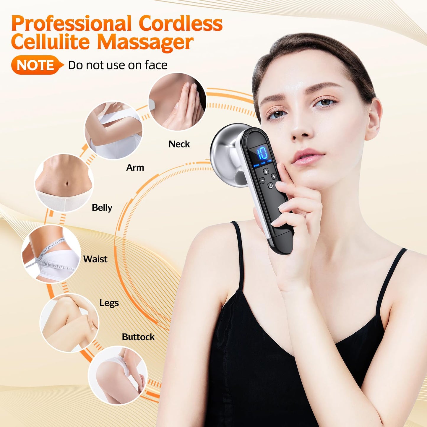 Body Sculpting Machine - Professional Handheld Cordless Cellulite Massager - Suitable for Belly, Neck, Legs, Hip, Arms