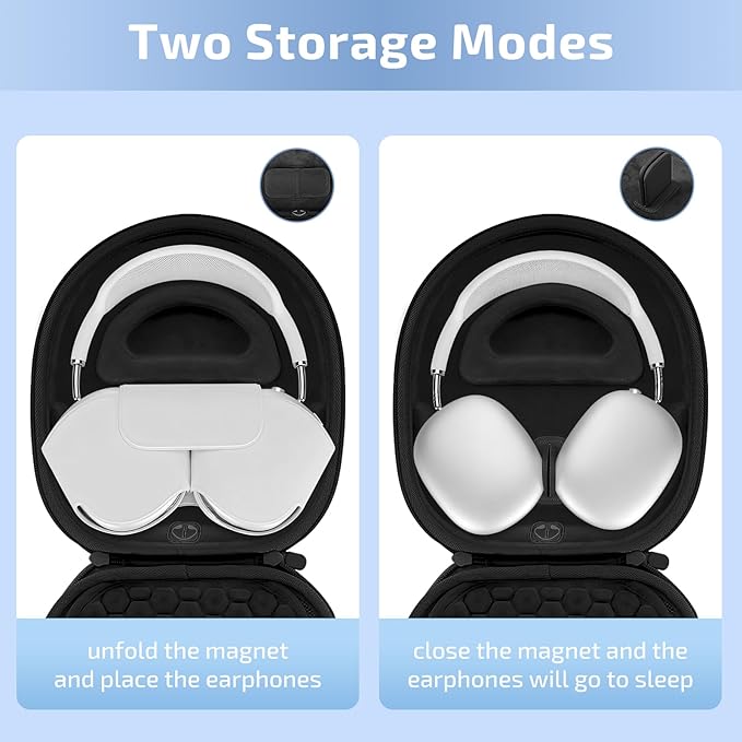 AirPod Max Case with Sleep and Charging Support, AirPods Max Accessory Compatible with Apple AirPods Max Wireless Over-Ear Headphones, Travel Portable Airpod Max Case(Black)