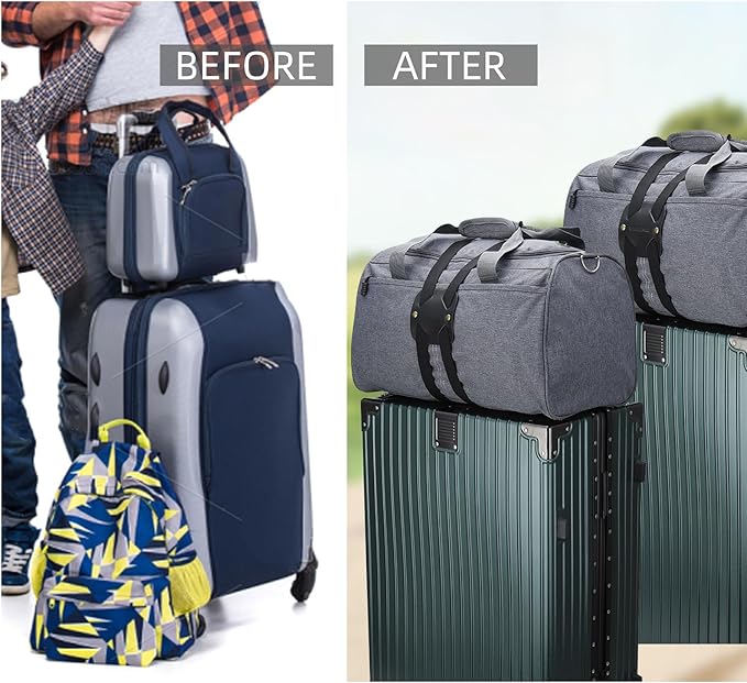 Adjustable Luggage Straps for Suitcases Add a Bag High Elastic Travel Bag Bungees Connecting Carry On Bag TSA Approved (2 Pack Black)