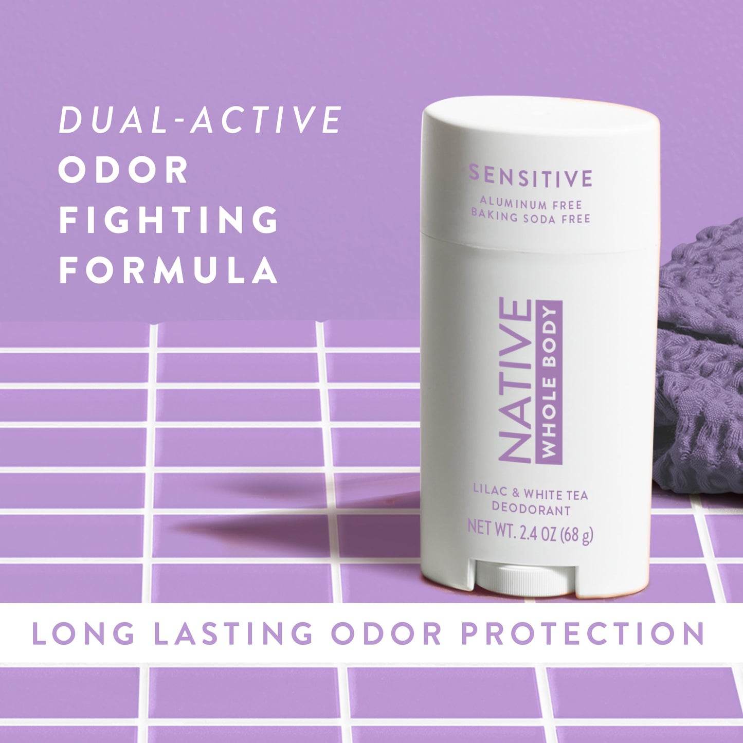 Native Whole Body Deodorant Stick Contains Naturally Derived Ingredients, Deodorant for Men and Women | 72 Hour Odor Protection, Aluminum Free with Coconut Oil and Shea Butter | Lilac & Tea