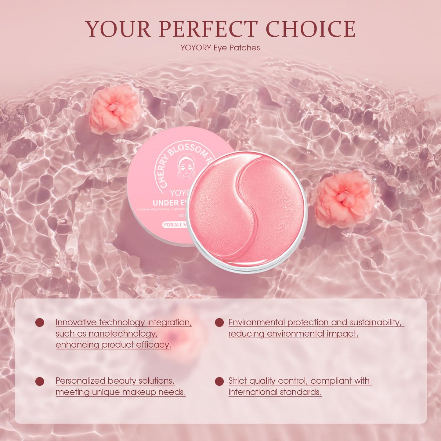 YOYORY Under Eye Patches Masks - for Dark Circles, Puffiness, Eye bags,and Fine Lines Smoothing Skin Care Treatment with Collagen and Hyaluronic Acid for Women and Men, (60 Pcs) Pink