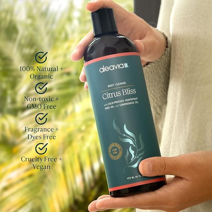 Aleavia Citrus Bliss Body Cleanse – Organic & All-Natural Prebiotic Body Wash, Scented with Pure Essential Oils – Nourish Your Skin Microbiome – 16 Oz.