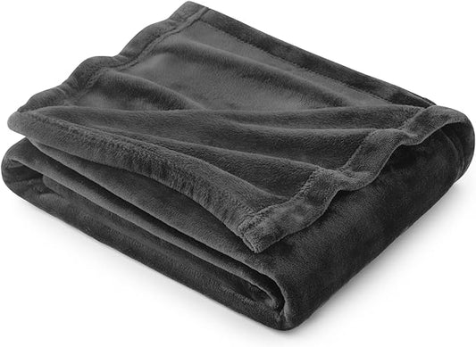 Bedsure GentleSoft Fleece Blanket Twin Size Dark Grey - 300GSM Lightweight Plush Fuzzy Cozy Soft Warm Blanket for Bed, Sofa, Couch, Travel, Camping, 60x80 inches