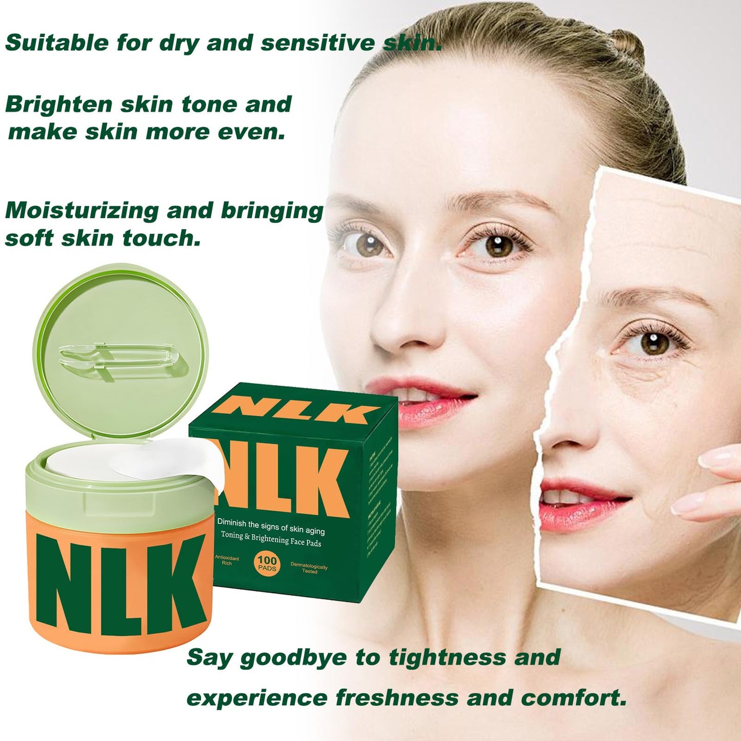 Korean Skincare Toner Pads – Anti-Aging Facial Pads for Dark Spots & Wrinkles – Hydrating Treatment with Snail Mucin, Centella & Niacinamide – 100 Count with Tweezers