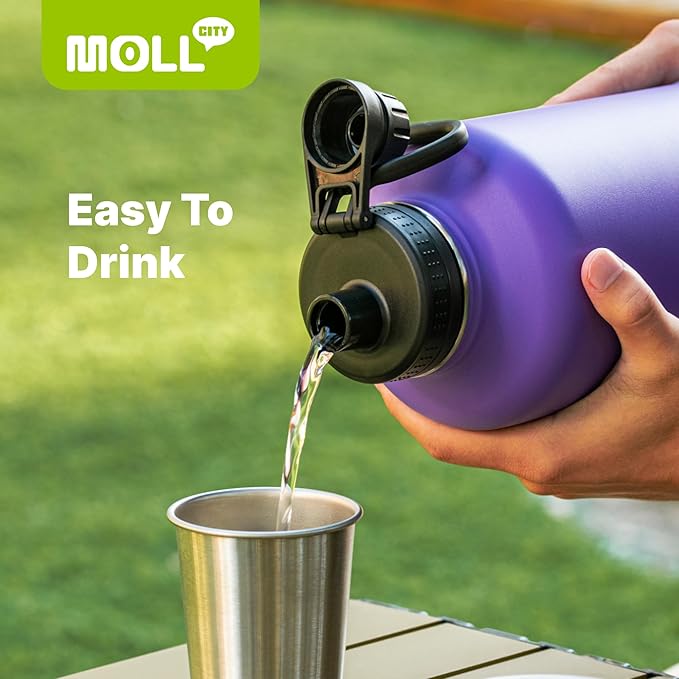 64 oz Water Bottle- Stainless Steel Vacuum Insulated Wide Mouth Sports Water Bottle with Spout Lid-Reusable Metal Leak Proof Travel Water Flask (Grass Green)