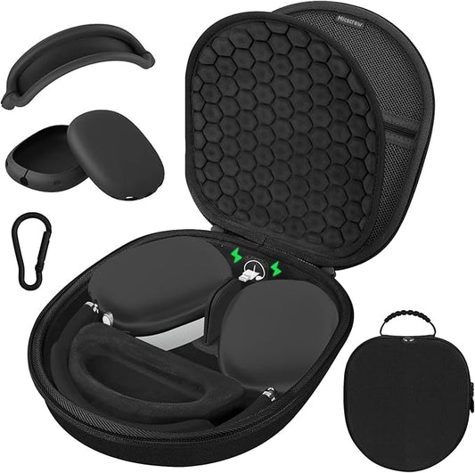 AirPod Max Case with Sleep and Charging Support, AirPods Max Accessory Compatible with Apple AirPods Max Wireless Over-Ear Headphones, Travel Portable Airpod Max Case(Black)