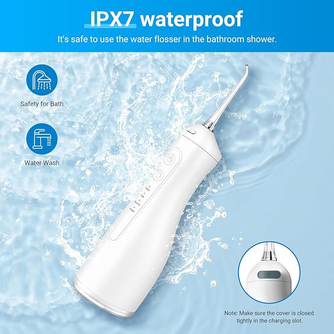 Betterchoi Water Flossers for Teeth, Portable Cordless Water Dental Flosser Teeth Pick, Oral Irrigator – 4 Cleaning Modes, 1800 Pulses, IPX7 Waterproof, USB Type-C Charging for Home Travel, White