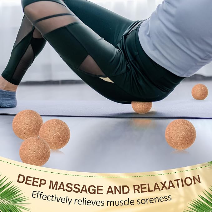 50 Pcs Cork Massage Ball 2 Inch Solid Hard Myofascial Release Yoga Ball for Back Foot Neck Pain Therapy Portable Tissue Muscle Release Tool for Home Office Travel