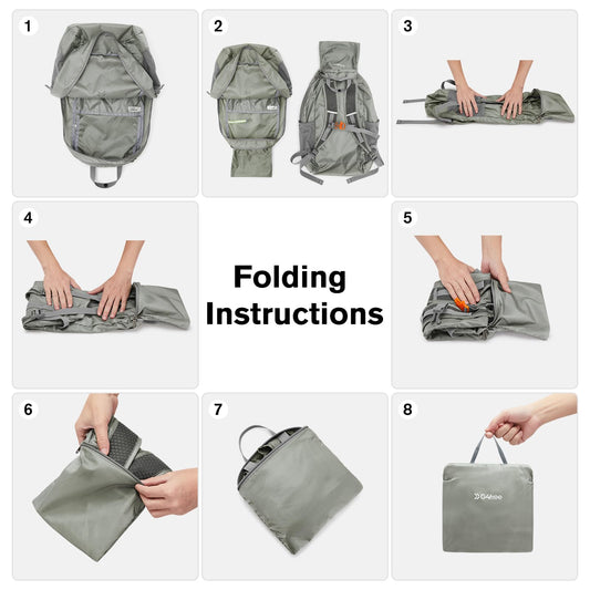 G4Free 25L Lightweight Hiking Backpack Packable Foldable Sport Travel Daypack Water Resistant for Women Men（Grey Green）
