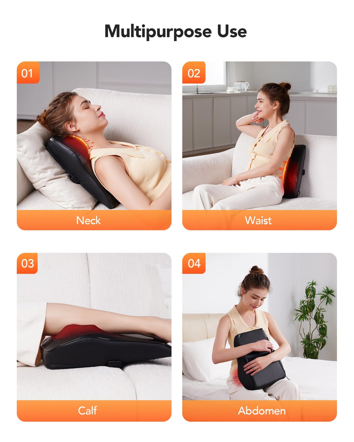 COPYJOY Back Massager with Heat, Neck Massager for Pain Relief Deep Tissue 3D Shiatsu Kneading Electric Massage Pillow for Whole Body Relaxation, Home, Car, Office Use, for Mom, Dad, Women, Men