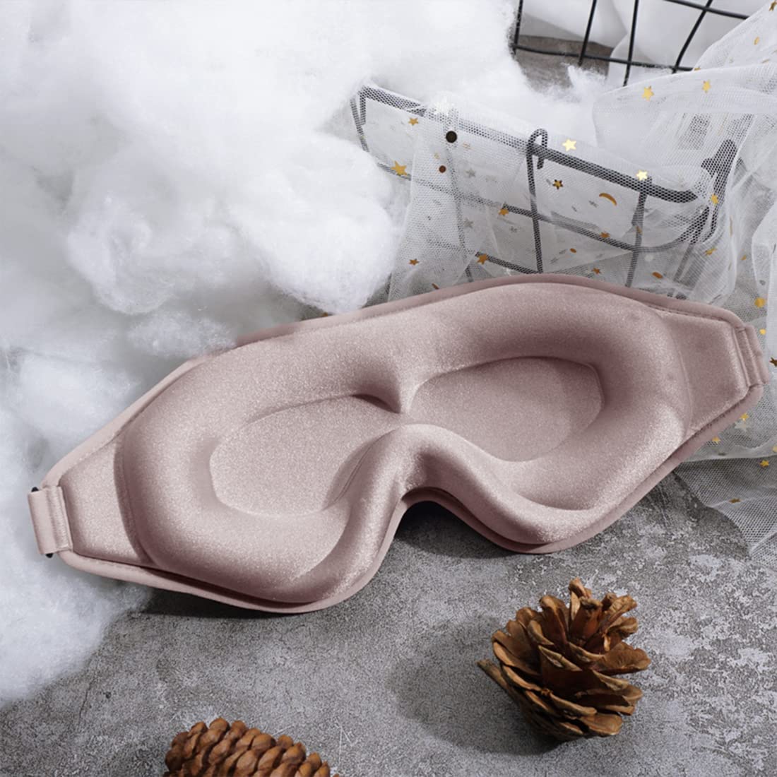 Sleep Mask, 3D Deep Contoured Eye Covers for Sleeping, 99% Block Out Light Eye Mask,Zero Pressure Cup Blindfold for Men Women, with Adjustable Strap for Sleeping, Yoga, Traveling (Pink)