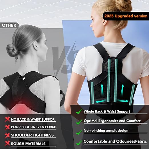Back Brace Posture Corrector for Women and Men Comfy Shoulder Straightener, Pain Relief: Upper/Lower Back.Support for Scoliosis, Hunchback, Thoracic Spine Upgraded Full Back Support, Small, Black