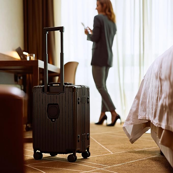 20 Inch Zipperless Carry On Luggage 22x14x9 Airline Approved with Spinner Wheels,Hard Shell Small Rolling Suitcase with TSA Approved for Travel Business Women Men,Black