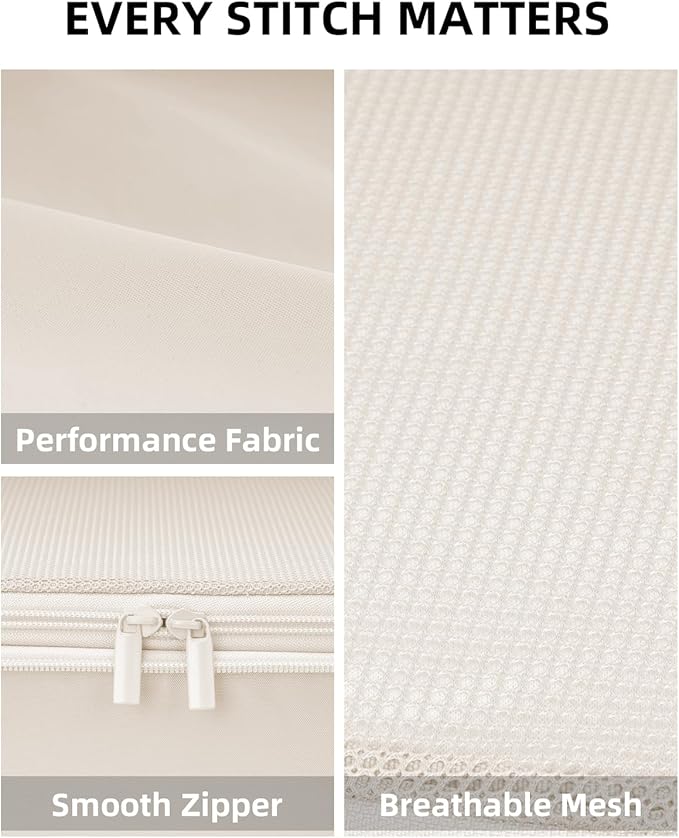 Compression Packing Cubes for Carry on, XL/L/M/S Luggage Organizers (6 Set, Cream White)