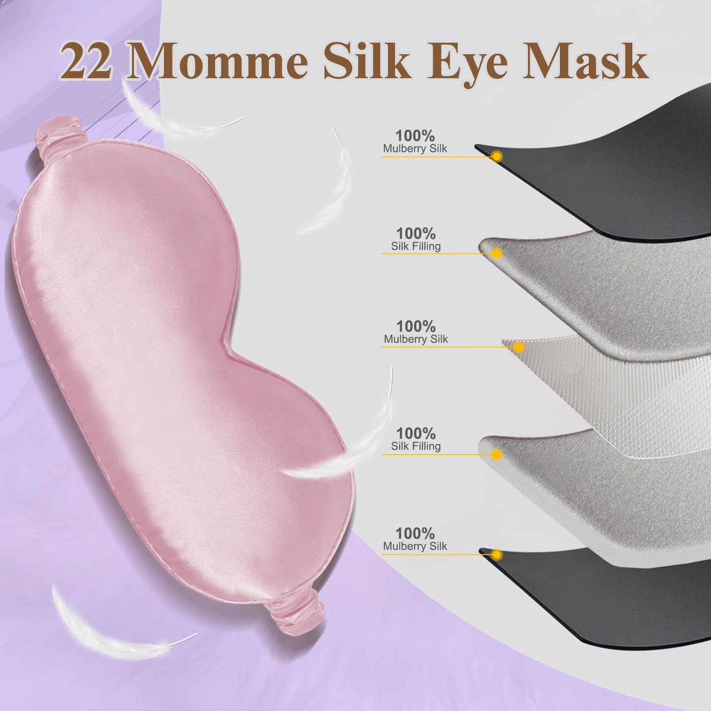 BeeVines 2 Pack 3D Sleep Mask 22 Momme Mulberry Silk Sleeping Eye Masks, Weighted Eye Cover for Lash Extensions, Night Light Blocking Blindfold, 100% Blackout Satin Covers Blindfolds for Men & Women