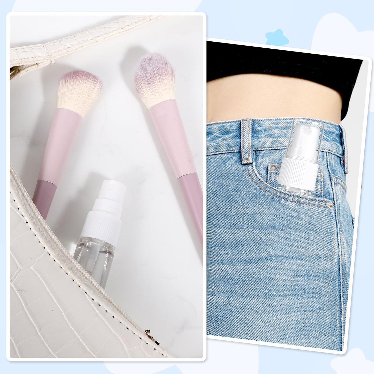 FdcZeyxior 4 PCS Travel Spray Bottle, Mini Spray Bottles Plastic Fine Mist Spray Bottles Small Refillable Travel Bottle Empty Liquid Container for Perfume, Care Liquid, Cosmetics (0.5 Oz/15ml)