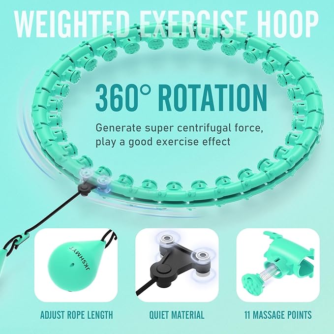 JKSHMYT Weighted Hula Circle Hoops for Adults Weight Loss, Infinity Fit Hoop Plus Size, 30 Detachable Links, Exercise Hoop for Women and Beginners