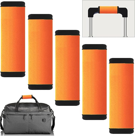 5pcs Neoprene Luggage Handle Wrap for Suitcase Identifier Luggage Makers Covers Wraps Travel Accessories - Fluorescent Orange