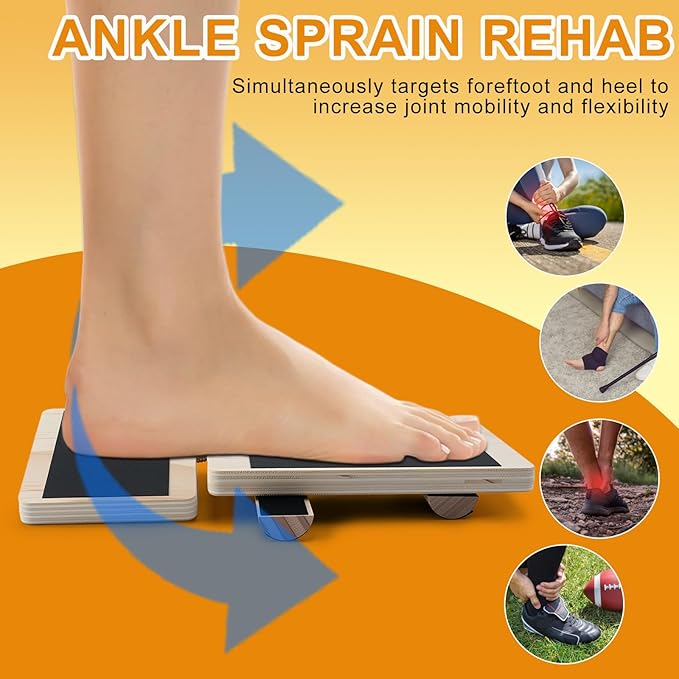 Ankle Foot Strengthener Balance Board for Sprained Ankle, Physical Therapy, Plantar Fasciitis Relief, Balance Training, Stability Exercises, Attached Instruction Manual